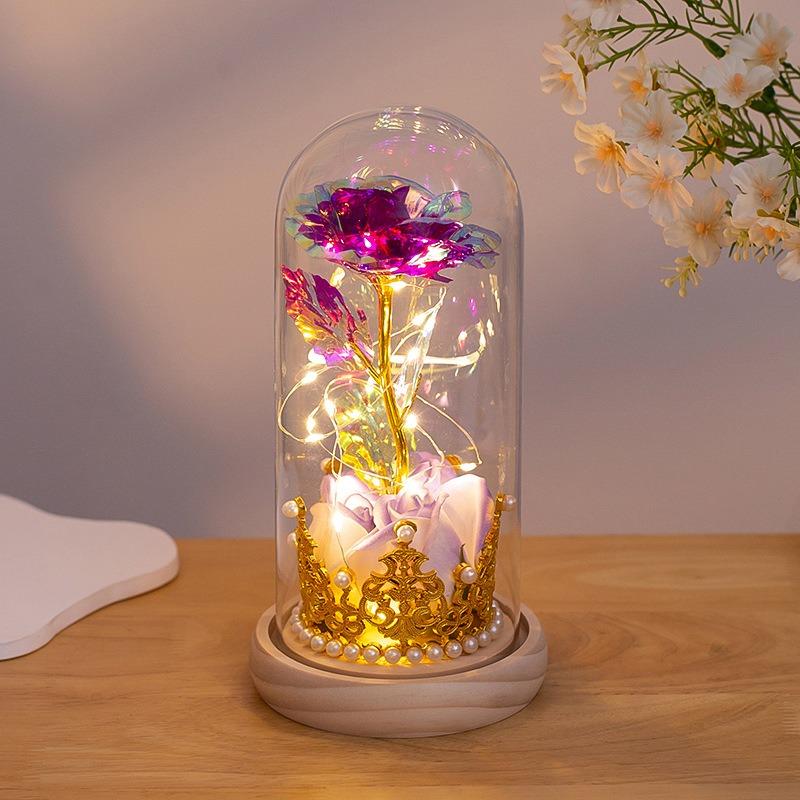 Led Rose Decoration Light Exquisite Desktop Decorative Light Valentine'S Day Gift Lamp High Fidelity Artificial Flower Ornament