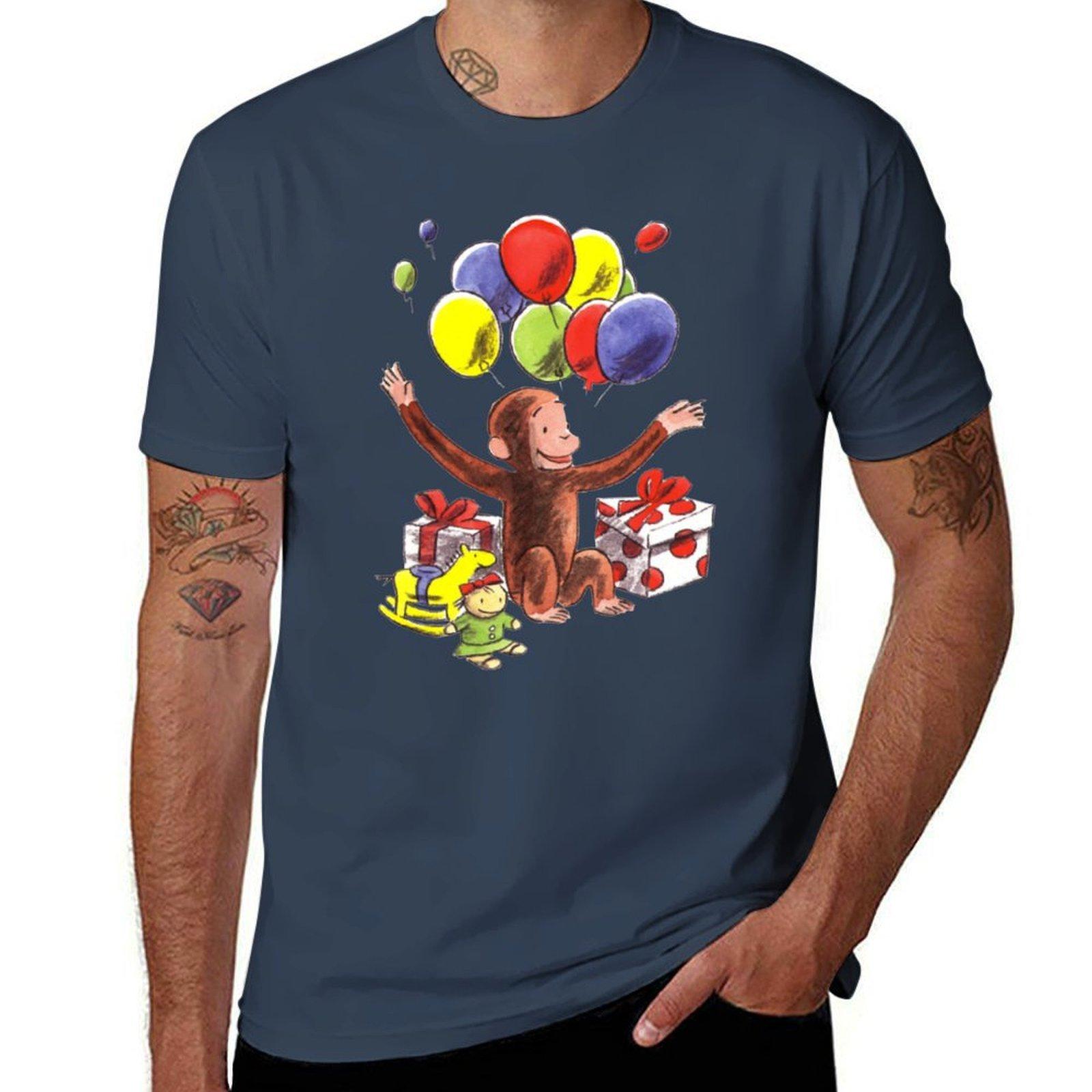 Curious George Birthday Tshirt Fashion Casual Short Sleeve Top S