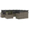 9 piece Garden Sofa Set with Cushions Grey Poly Rattan