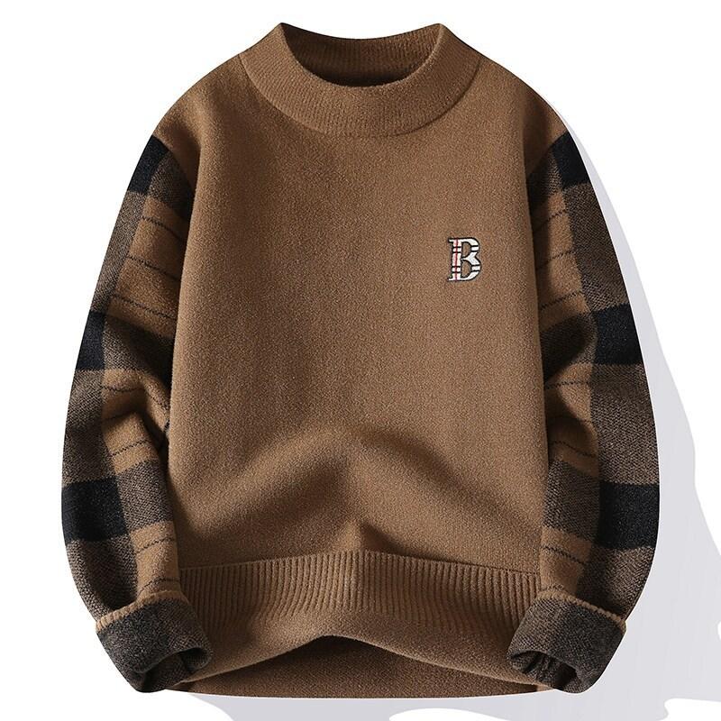 

Горячая Распродажа, Популярный, Осень и Зима Новый Повседневный Свитер с Круглым Вырезом, Вязаный Свитер с Резинкой, Мужской XL темно-коричневого