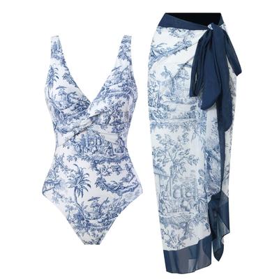 Mode Bedrukte Badpakken Dames Eendelig Hoge Taille Bikini Slank Dames Badkleding Rugloos Sexy Strandkleding Voor Vakanties