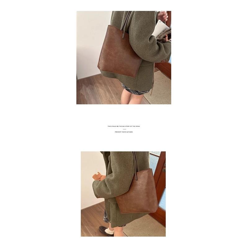 Winter Portable Commuter Bag Female Retro Simple Tote Bag Wild Large-capacity Shoulder Bag