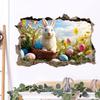 1Pc 3D Creative Easter Wall Stickers Bunny Breakthrough Decals for Home Room Party Decor Easter Bunny Theme