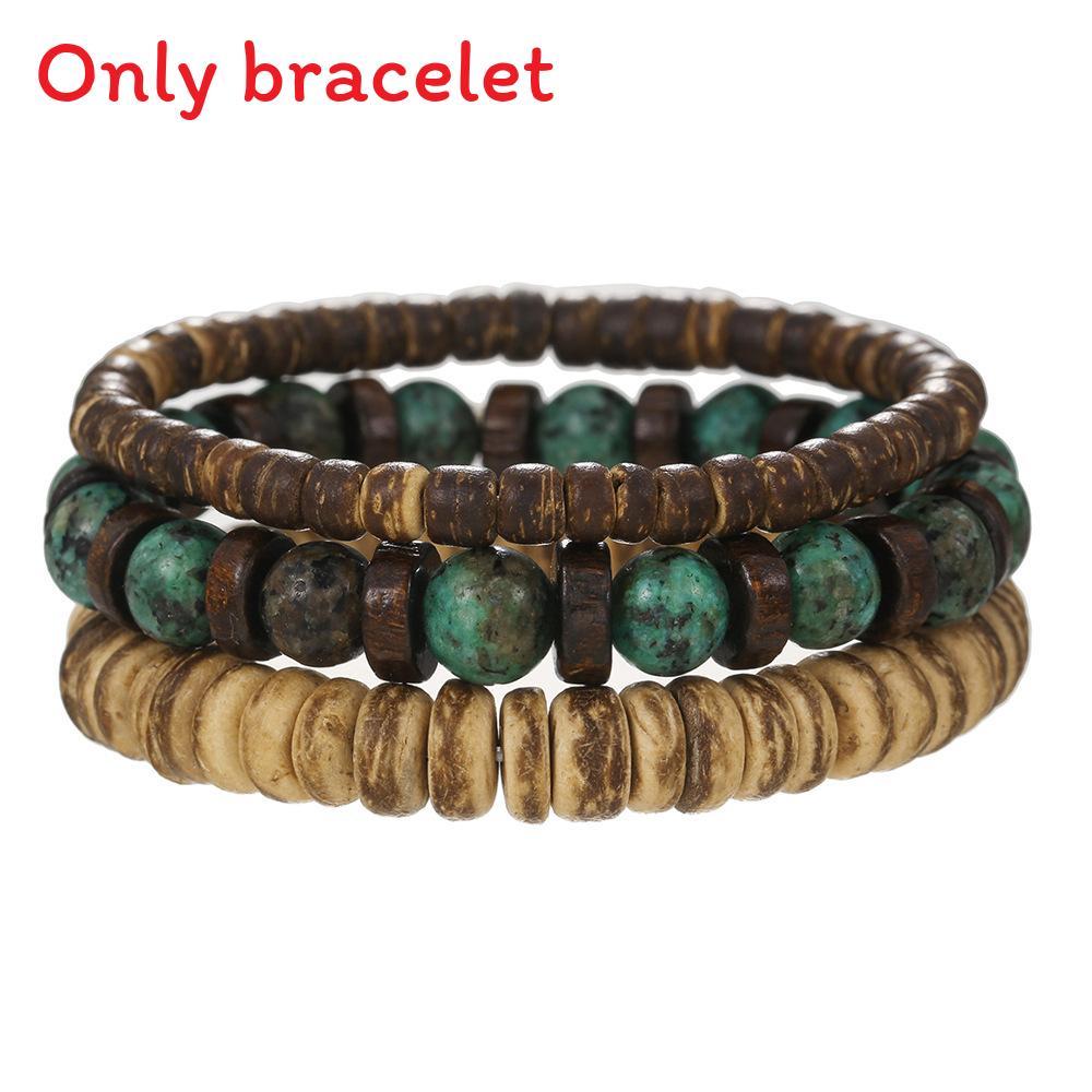 Handgefertigte Geometrische Kokosnussschalen-Perlenarmbänder für Männer und Frauen mit mehrlagigem Design