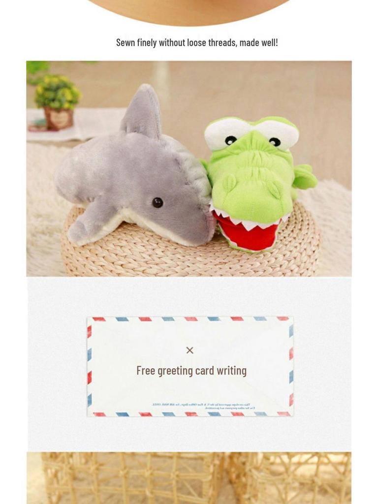 Movable Baby Shark Hand Puppet Plush Toy with Open Mouth Feature