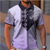 3D Printed Vintage Race Pattern Polo Polo Shirt Clothing Casual Short Sleeve Lapel Golf Lining