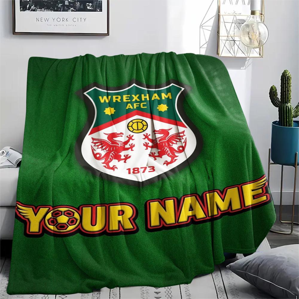 1 Stück Personalisierte Decke mit Wrexham AFC Muster aus Flanell Geeignet für Alle Jahreszeiten für Heimdekoration Wärme und Komfort Geschenke Feiertagsgeschenk