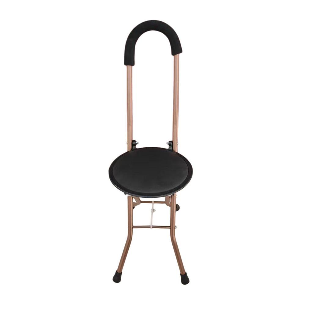 Leichter Vierbeiniger Gehstockhocker aus Aluminiumlegierung mit rutschfester Sitzfläche für ältere Menschen - Gehhilfe und Rollator in einem.