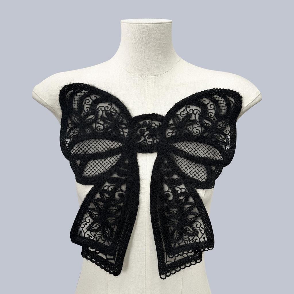 Stylish Bowknot Wool Embroidered Beaded Applique Corsage Flower Collar