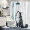 Funny Black Cat Shower Curtain - Adorable Cat Design, Polyester Fabric,  Includes Hooks, Playful Bathroom Decor
