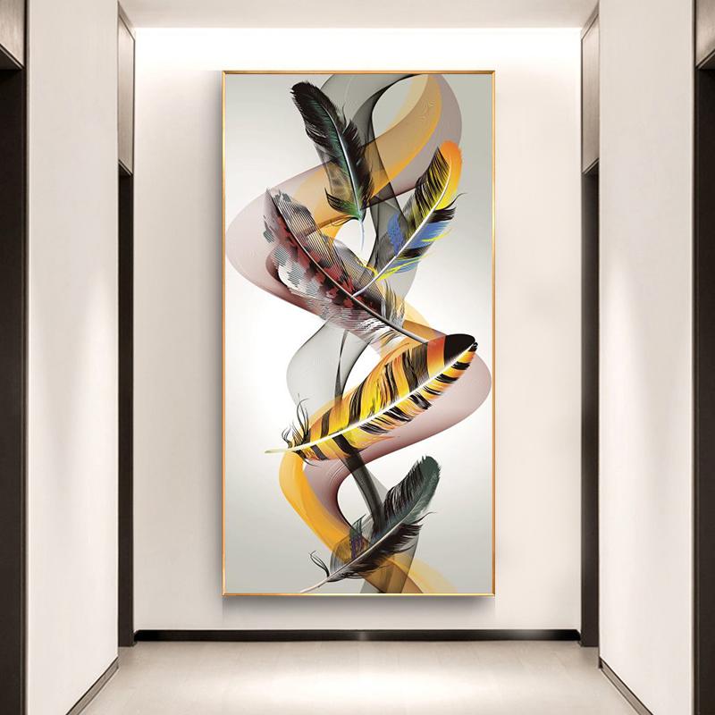 

Современная картина на холсте, абстрактные винтажные настенные художественные картины с перьями для гостиной, крыльцо, постеры, принты, украшение для дома, Cuadros 20x40cm No Framed