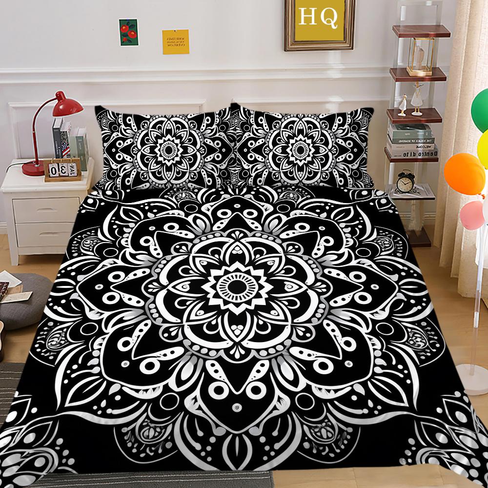 Zestaw poszewek na kołdrę 3D w kolorze czarnym Paisley King Size Home Textiles Girl Bedspread Luxury Bedding Cover Set