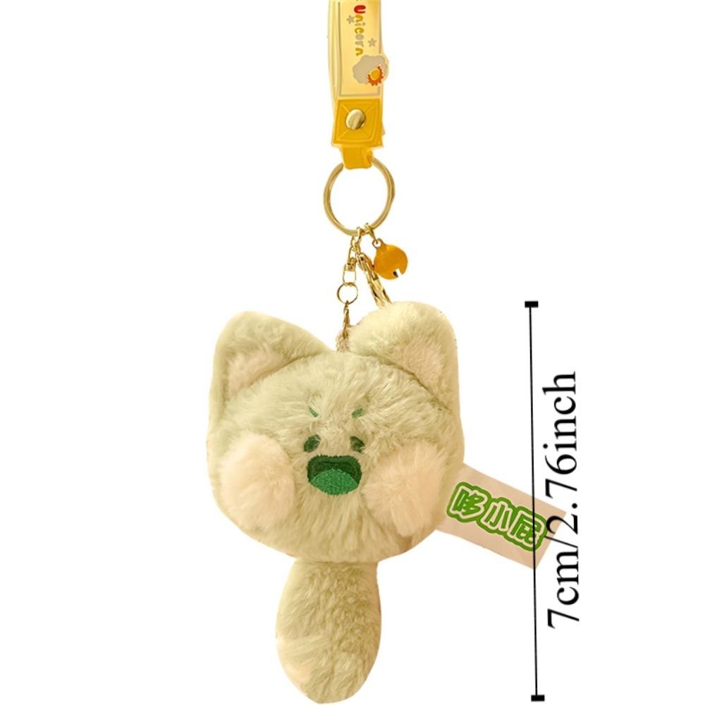2pcs/set Funny Plush Animal Pendant Fur Cartoon Doll Keychain Purple Cute Cat Key Ring  Daily
