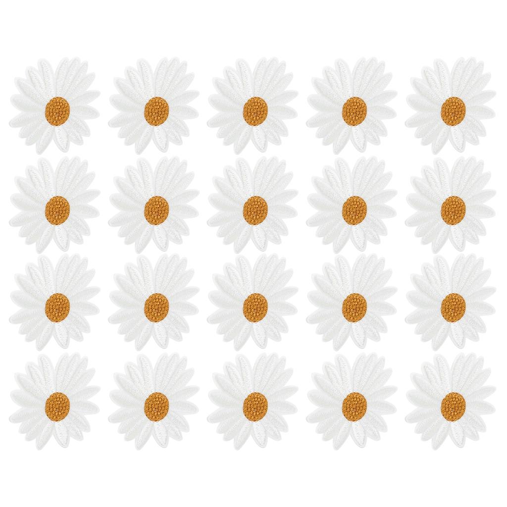 20pcs Daisy Flower Patch Decorative Clothing Sticker DIY Appliques IronOn Garment Accessory