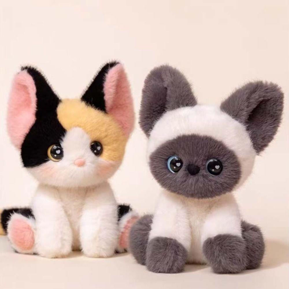 Cute Sitting Stuffed Devon Rex Stuffed Animal Cat Plush Doll Siamese Cat Plush  Home Decor