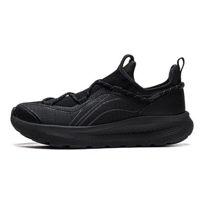 Li Ning Yun Yi Miękka Amortyzacja Oddychające Gruba Podeszwa Zwiększająca Wysokość Antypoślizgowe Odporne na Ścieranie Niskoprofilowe Buty Casual Damskie sneakersy Czarny AGLV134-1