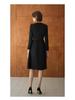 Women's 2024 High-End Black Trench Coat Style Suit Dress with Waist-Cinch & Flared Skirt