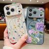 Line Rose Butterfly Floral Pattern Case For iPhone 17 Pro Max Magnetic For Magsafe Hybrid Slim Matte Cover For iPhone 16 15 14 13 Pro Max