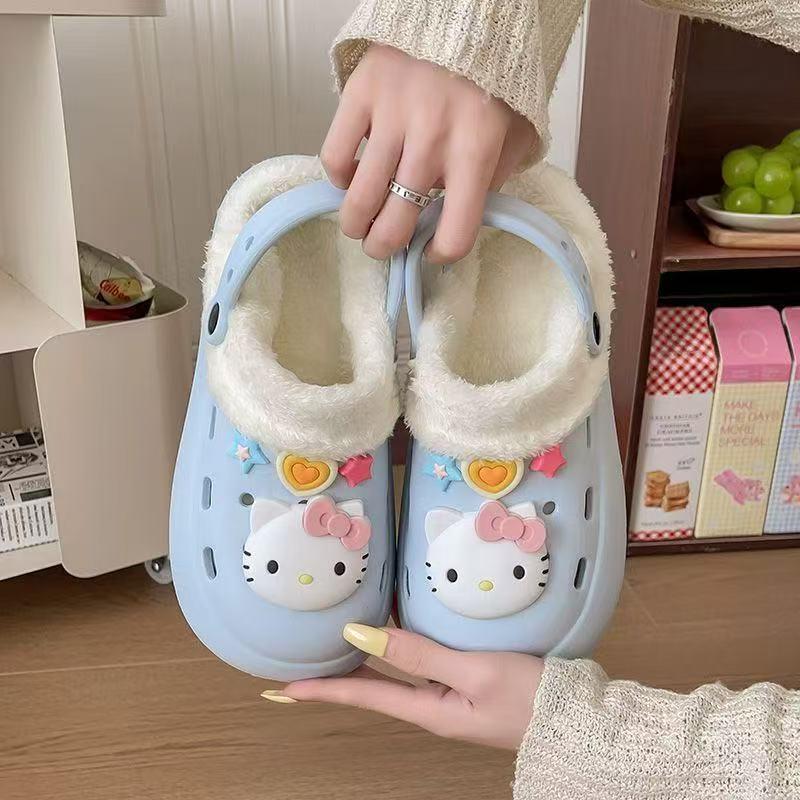 

Жіночі бавовняні мультяшні EVA шльопанці з отворами - Милі, на товстій підошві та теплі зимові тапочки 2025. Size 37/38
