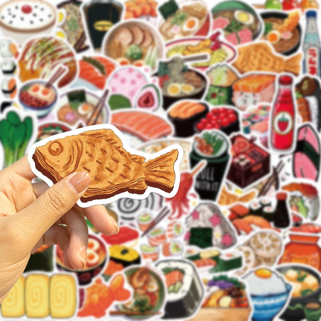 55 STK Japan Lebensmittel Aufkleber Snack Pack Dekorative Graffiti Aufkleber für Helm Fahrrad Handkonto Federmäppchen Abziehbilder