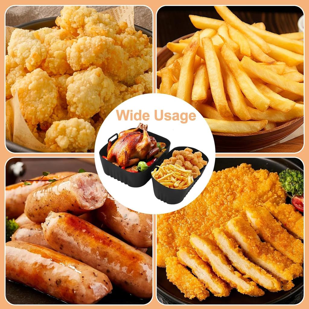 Air Fryer Silicone Liner for Philips Dual Basket Air Fryer 3000 Series 6L/3L,2-Pack Reble Dual Airfryer Liners Accessories for Philips 9L 2-Drawer