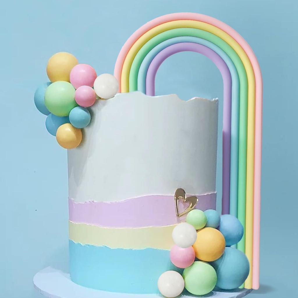 Blue Rainbow Cake Toppers Mini Balls Blue Orange Dog Cake Decorations for Birthday Baby Shower Party Supplies