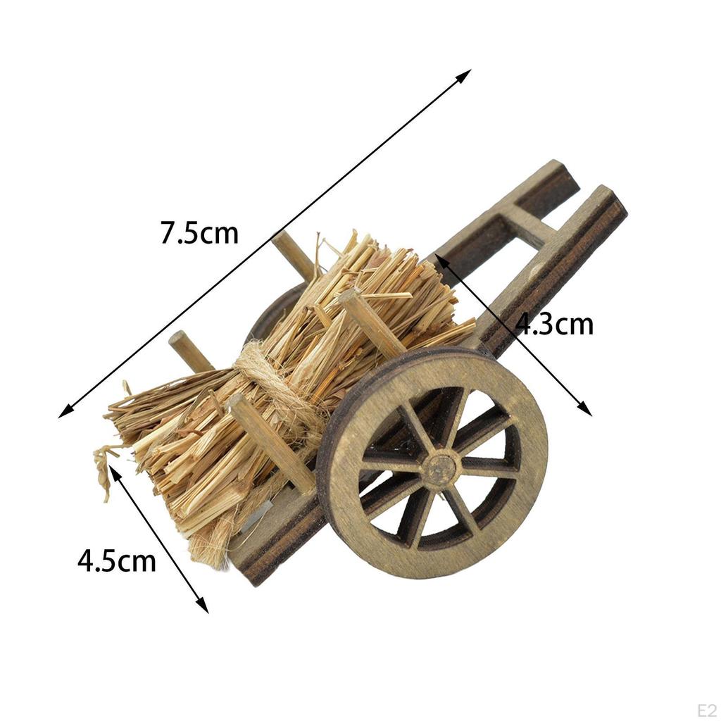 1:12 Scale Miniature Firewood Cart Model Tiny Desktop Display Art Collectible Wood Dollhouse