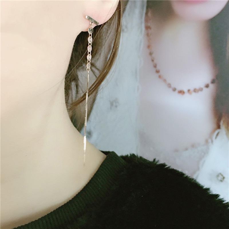 Purple Gold-Plated Rose Gold Disc Snake Bone Temperament Fringed Fashion Foreign Style Long Earline Women