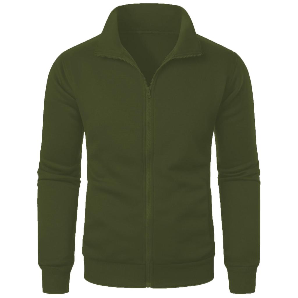 Herren Frühling und Herbst Mantel Reißverschluss Stehkragen Kapuzenpullover Einfarbig Oberbekleidung