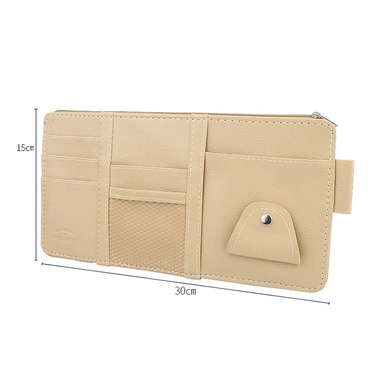Car Sun Visor Organizer Multi-Pocket Pouch Car Sun Visor Organizer Zipper Type Card Holder Storage Auto Interior Accessories