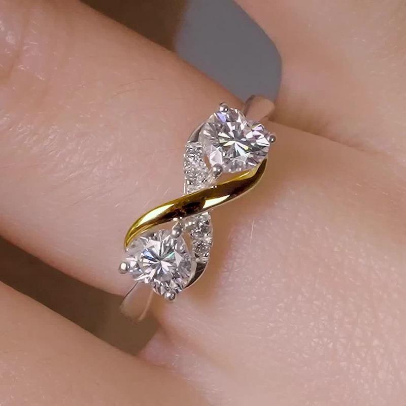 2025 Fashion Boutique Mother Daughter Unlimited Care Love Ring Two Tone Diamond Set Love Zircon Women