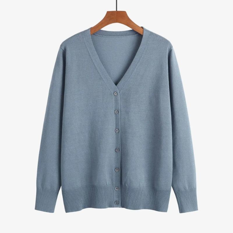 2023 Autumn Office Sweater Knitwear Casual V-neck Long Sleeve Cardigan Versatile Solid Button Knitted Cardigans Outwear 29625