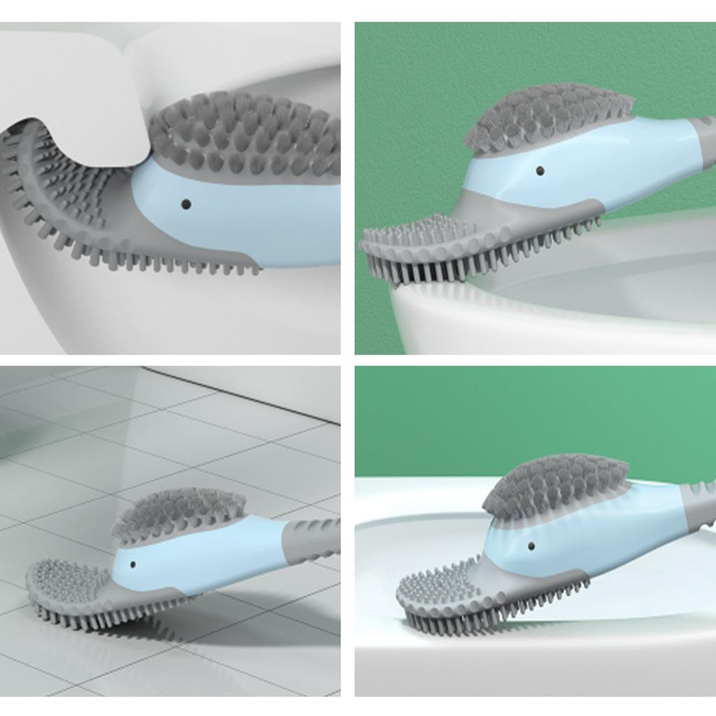 Diving Duck Toilet Brush Set Silicone Bathroom Toilet Brush and Bracket Set for Toilet Clean Lid Edge Clean