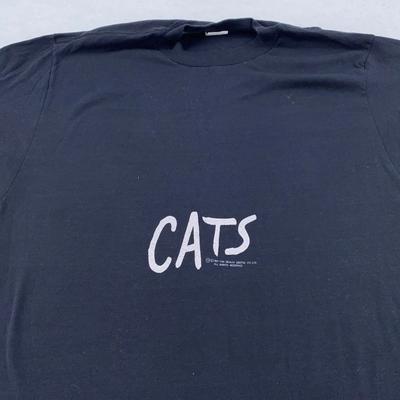 Maglietta Vintage Gatti 1981 Uomo Media Nera Musical Broadway Tee USA Anni '80