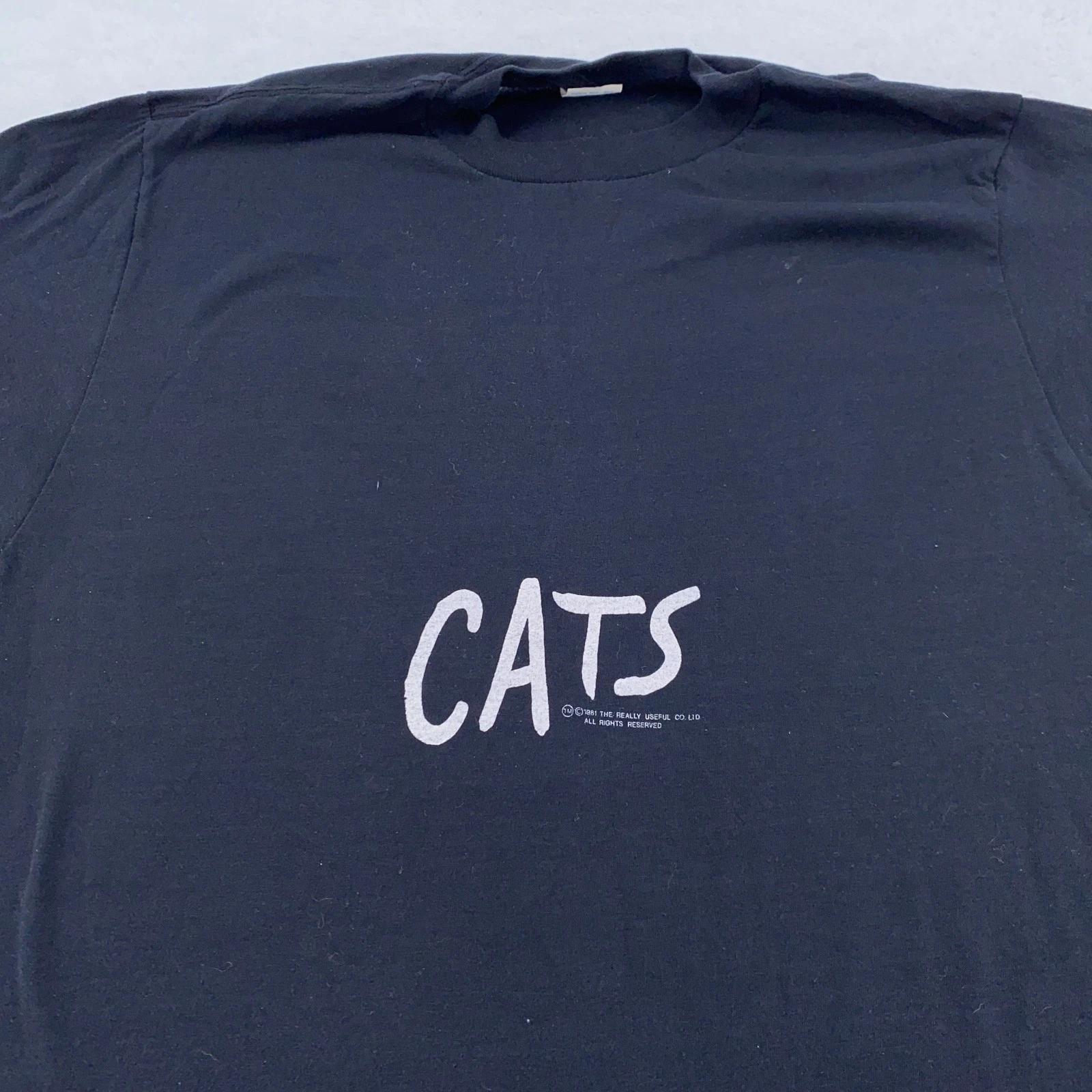 Vintage 1981 Cats Shirt Mens Medium Black Broadway Musical Tee USA 80s L