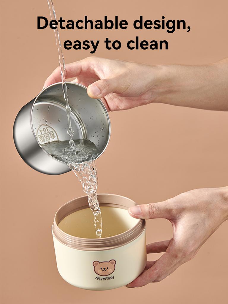 WORTHBUY Portable Insulated Lunch Box 304 Stainless Steel Thermal Bento Box Leak Proof Microwave Safe Salad Food Container Box