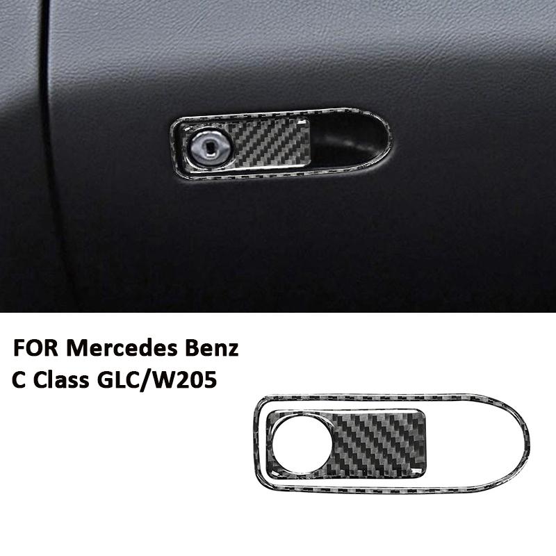 

Carbon Fiber Car Co-Pilot Storage Box Pull Handle Switch Frame Decoration Sticker For Mercedes Benz 2016- C Class GLC W205 чорний