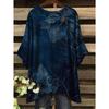 Tessuto Estivo Imitazione Denim Stampa Tie-Dye Orlo Irregolare Girocollo Manica Corta da Donna Abbigliamento Casual da Esterno da Donna