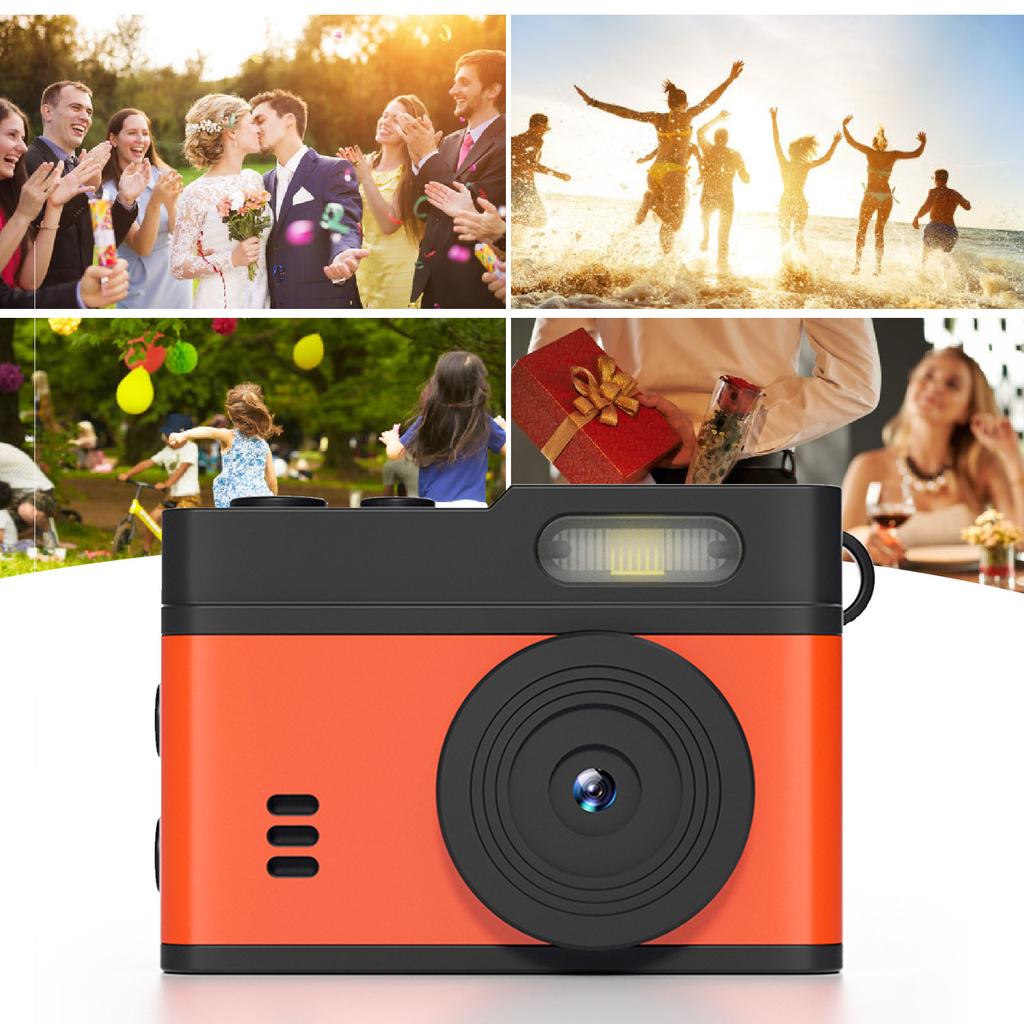 Keychain Camera 0.96inch HD Display 1080P 12MP Vintage Compact Camera with LED Fill Light for Travel Campus