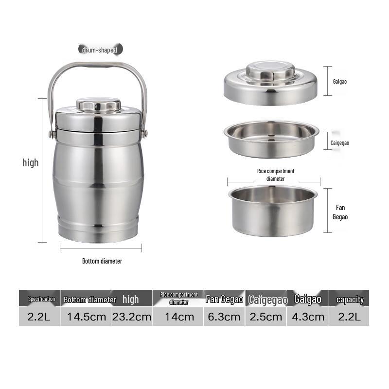 

Naijiang 3-Layer 304 Stainless Steel Insulated Lunch Box