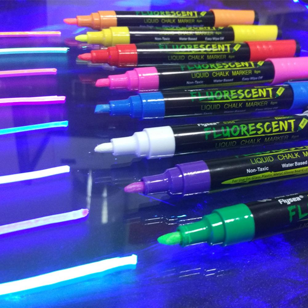 

FLYSEA S368 8Pcs LED Light Board Pen Non-Toxic Neon Pens Whiteboard Markers 6mm Tip Type A