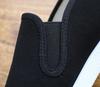 Men's Old Beijing Slip-On Shoes - Breathable, Wormwood Fabric, Non-Slip, Wear-Resistant, Thick-Soled, Black Work Shoes, Large Sizes Available
