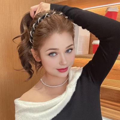 3Pcs Faux Pearl Headband Women Comfortable High Skull Shape Wide Hairband Retro Style Bridal Hair Accessory