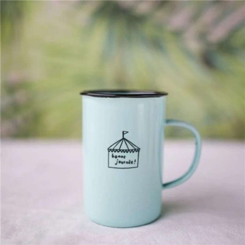 Outdoor Enamel Creative Coffee Tea Water Milk Cups Camping Mugs Enamel Mug with Handle Drinkware Vacation Hiking Mug Gifts