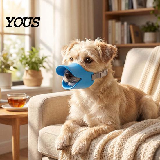 Gentle Mouth Guard for Puppies Dog Duckbill Muzzle, Soft Silicone Anti-Bite Cover, Adjustable Anti-Barking Safe Muzzle Vet Visits Small