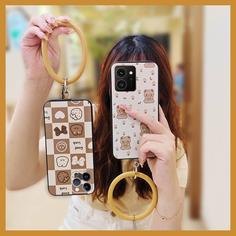 Waterproof Anti-knock Phone Case For Nokia HMD Skyline Ring Cute Back Cover Bracelet Solid Color Soft Case Youth Cartoon