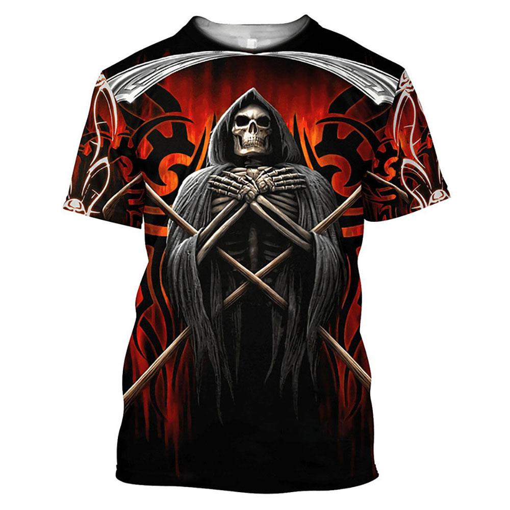 3D Skull Pattern Men's T Shirt Hip Hop Punk Harajuku Streetwear Casual O-neck Short Sleeve Funny Print Tees Fashion Loose Tops