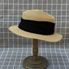 Japanese Simple Imitation Linen Pleated Flat Top Straw Hat Women'S Summer Travel Sunscreen Beach Holiday Hat