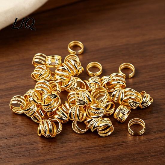 Open Design Hair Rings 100Pcs Dreadlock Accessories, Metal Hollow Twist Rings, Lightweight Braids Cuffs, Non-pierced Ear Cuffs Accessories