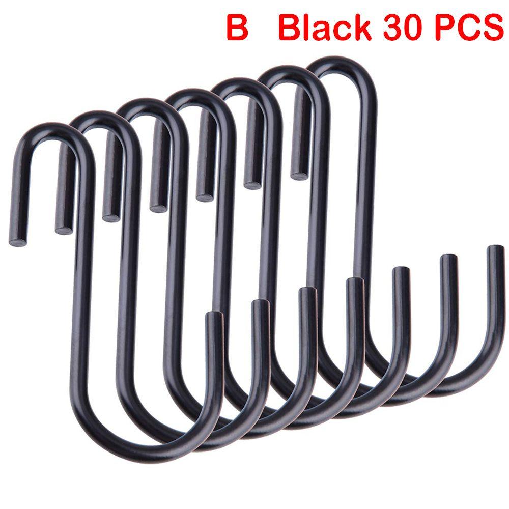 10/15/20/25/30pcs Home Kitchen Stainless Steel Holder Hanger S Shaped Hook Clasps Hooks Storage Rack